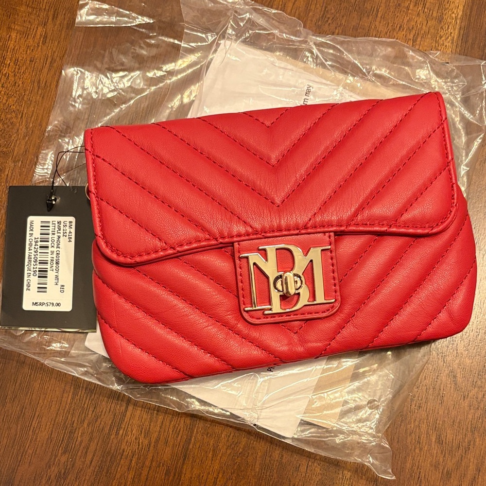 Badgley Mischka Red Quilted Clutch